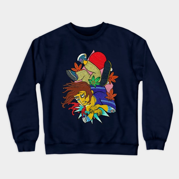 Skateboarder Crewneck Sweatshirt by DeclanTIGERIllustration